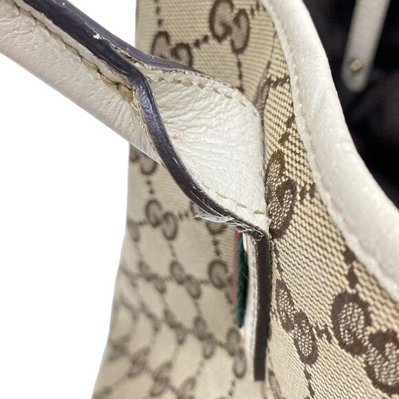Gucci Tote Prince GG Pattern Beige Dark Brown Ivory Leather - Picture 13 of 15